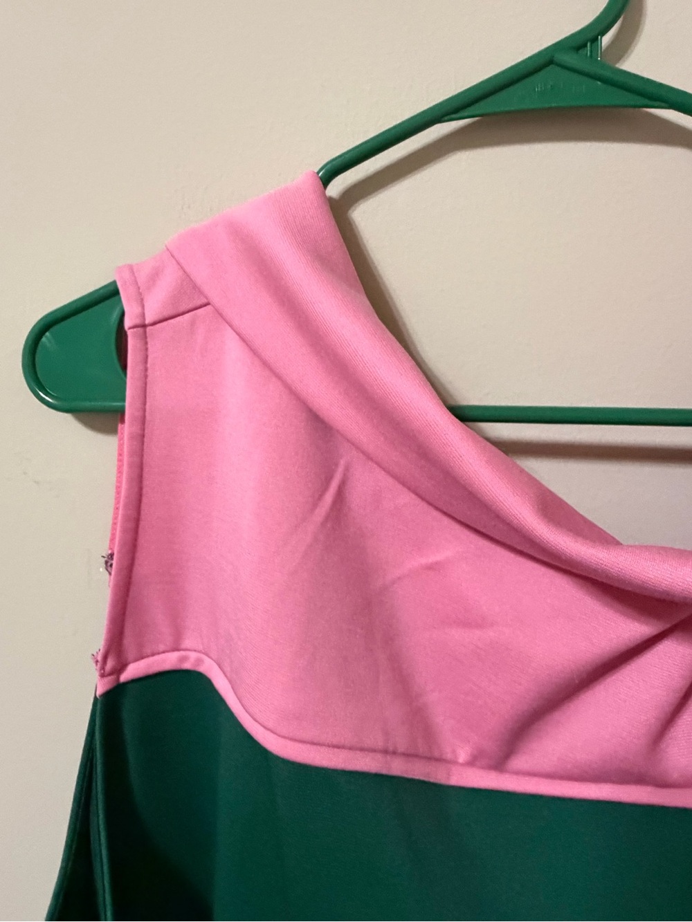 Small Parlour Green A-Line Dress Pink Yoke & Floral Pocket vintage retro 4x plus - Picture 3 of 6